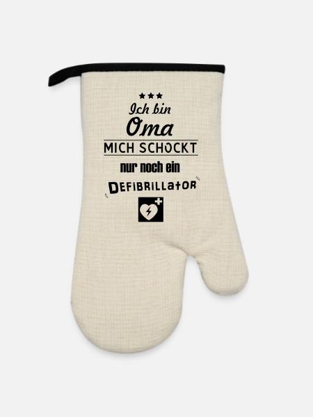 coole Oma - Ofenhandschuh mit Gummibeschichtung - Leinen/Schwarz 