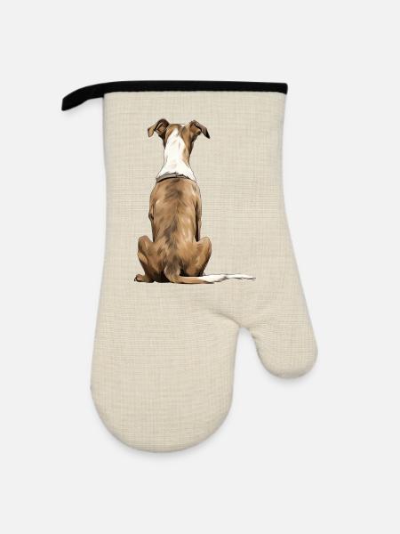 Windhund - Ofenhandschuh mit Gummibeschichtung - Leinen/Schwarz