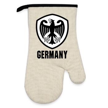 Federal Eagle Coat of Arms Germany - Oven glove with rubber coating - linen/black  - Front