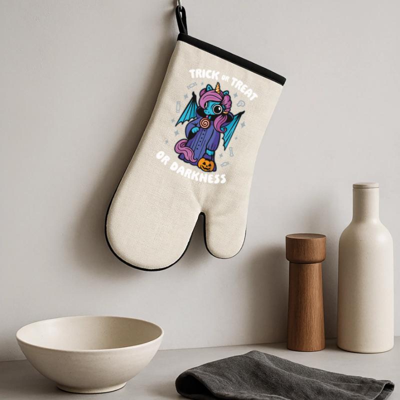 Dunkles süßes Einhorn - Süßes oder Saures oder Dunkelheit Ofenhandschuh mit Gummibeschichtung
