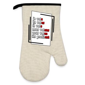 Humorous Electoral Commitment Poster - Oven glove with rubber coating - linen/black  - Front