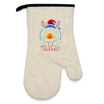 Donkey Elf Noël Drôle Cadeau - Gant de cuisine avec revêtement en caoutchouc - lin/noir  - Devant