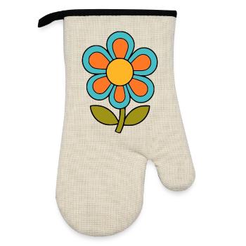 Flowerpower rétro à motifs floraux des années 70 - Gant de cuisine avec revêtement en caoutchouc - lin/noir  - Devant
