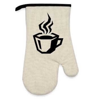kaffee symbol coffee - Ofenhandschuh mit Gummibeschichtung - Leinen/Schwarz  - Vorne