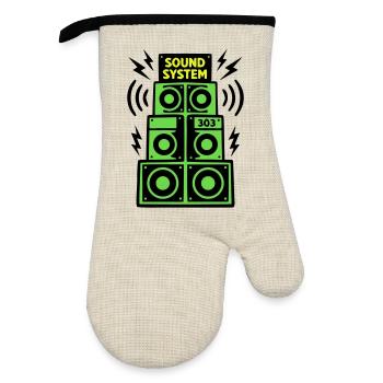 Soundsystem Lautsprecher Techno Festival DJ - Ofenhandschuh mit Gummibeschichtung - Leinen/Schwarz  - Vorne