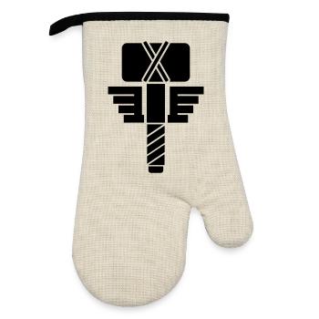 Thor - Oven glove with rubber coating - linen/black  - Front