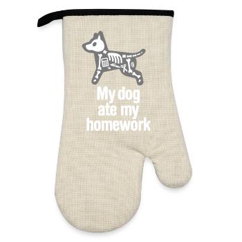 My dog ate my homework Funny back to school dog - Oven glove with rubber coating - linen/black  - Front