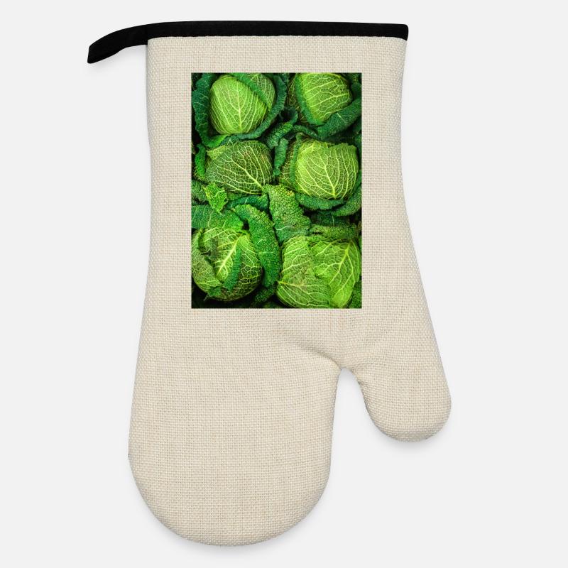 Cabbage Cabbage - Oven glove with rubber coating - linen/black 
