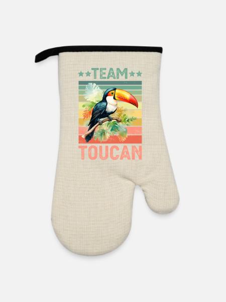 Tukan Vogel - Ofenhandschuh mit Gummibeschichtung - Leinen/Schwarz