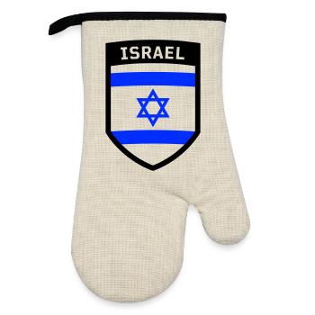 Armoiries Israël Étoile de David Drapeau juif Porte-drapeau - Gant de cuisine avec revêtement en caoutchouc - lin/noir  - Devant