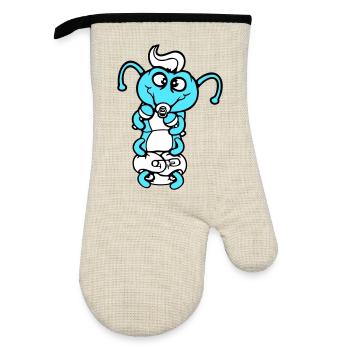 Hochet bébé chenille couche tétine enfant né - Gant de cuisine avec revêtement en caoutchouc - lin/noir  - Devant