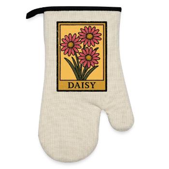 Daisy Trio Floral Frame - Oven glove with rubber coating - linen/black  - Front