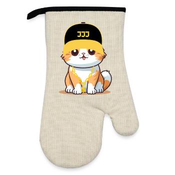 Chat swag - chat cool - Gant de cuisine avec revêtement en caoutchouc - lin/noir  - Devant