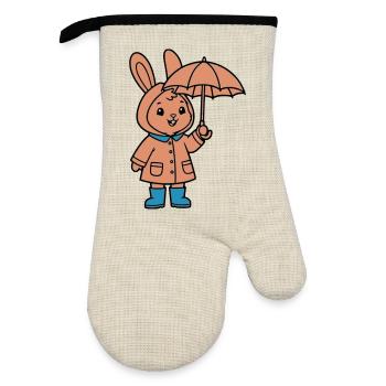 Petit parapluie de lapin mignon - Gant de cuisine avec revêtement en caoutchouc - lin/noir  - Devant