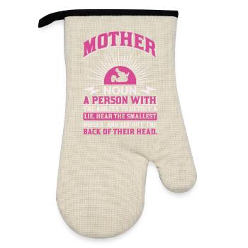 Mom Noun Definition Funny Mother Power Shirt - Oven glove with rubber coating - linen/black  - Front