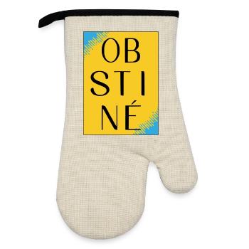 Stubborn in yellow contrast - Oven glove with rubber coating - linen/black  - Front