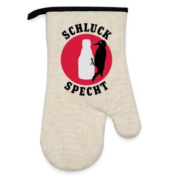 Schluckspecht | Bier | Specht | Vogel - Gant de cuisine avec revêtement en caoutchouc - lin/noir  - Devant