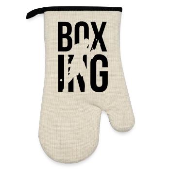 boxing - Oven glove with rubber coating - linen/black  - Front
