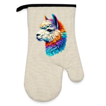 Alpaka - Ofenhandschuh mit Gummibeschichtung - Leinen/Schwarz  - Vorne