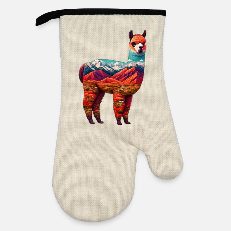 Alpaca - Oven glove with rubber coating - linen/black