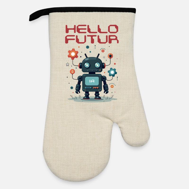 Hallo Future Character von Helfspawn - Ofenhandschuh mit Gummibeschichtung - Leinen/Schwarz 