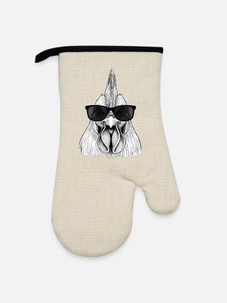 Hahn - Ofenhandschuh mit Gummibeschichtung - Leinen/Schwarz 