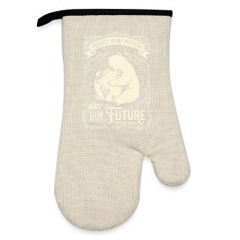 Panda Protection Future Ornament - Oven glove with rubber coating - linen/black  - Front