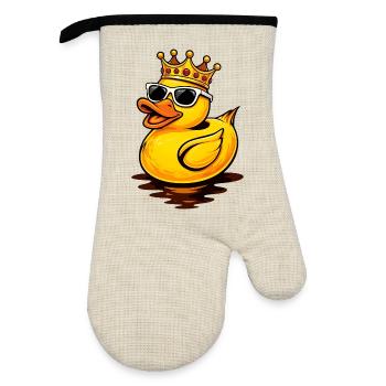 Canard en caoutchouc sympa avec couronne et lunettes de soleil - Gant de cuisine avec revêtement en caoutchouc - lin/noir  - Devant