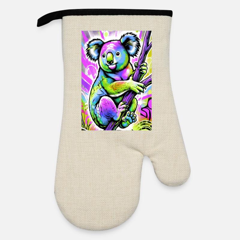 Koala - Ofenhandschuh mit Gummibeschichtung - Leinen/Schwarz 