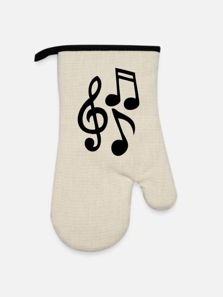 Musiknoten - Ofenhandschuh mit Gummibeschichtung - Leinen/Schwarz