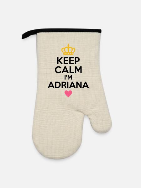 Keep Calm Adriana Herz - Ofenhandschuh mit Gummibeschichtung - Leinen/Schwarz 