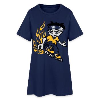 Garçon avec rollers et flammes tribals - Robe T-shirt Femme - marine clair - Devant