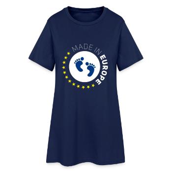 Fabriqué en Europe EU Amour Bébé naissance pied étoiles euro - Robe T-shirt Femme - marine clair - Devant