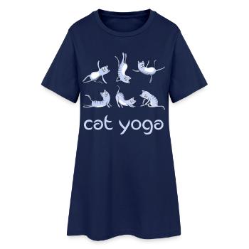 yoga chat chat mignon namaste lotus méditation - Robe T-shirt Femme - marine clair - Devant