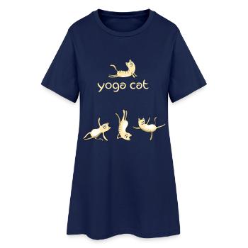 chat de yoga de chat mignon humour namaste drôle LOL - Robe T-shirt Femme - marine clair - Devant
