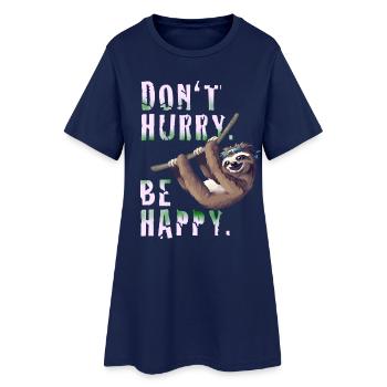 Sloth lent sommeil paresseux refroidissement paresse Nerd spruc - Robe T-shirt Femme - marine clair - Devant