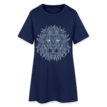 Lion white lion king outline mandala pattern head - Women’s T-Shirt Dress - light navy - Front