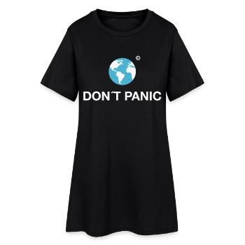 dont panic Earth planet hitchhiker's galaxy climate wall - Women’s T-Shirt Dress - black - Front