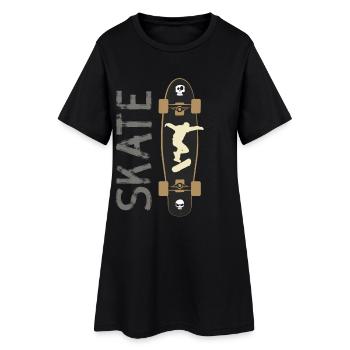 skate skateboard longboard halfpipe jump skull LOL - Women’s T-Shirt Dress - black - Front