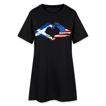 Ecosse USA Drapeau Mains Coeur Forme D’occasion - Robe T-shirt Femme - noir - Devant