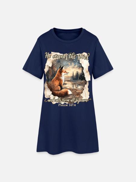 Christliches Zitat Bibelvers Fuchs - Frauen T-Shirt-Kleid - Light Navy