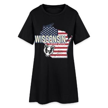Carte murale rétro des États-Unis du Wisconsin - Robe T-shirt Femme - noir - Devant