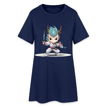 Chibi Krieger mit Katana - Frauen T-Shirt-Kleid - Light Navy - Vorne