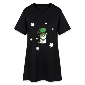 St Patrick's Day Cat - Women’s T-Shirt Dress - black - Front