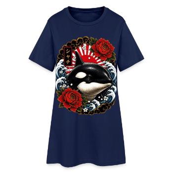 Orca im japanischen Irezumi Tattoo Stil - Frauen T-Shirt-Kleid - Light Navy - Vorne