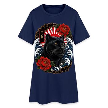 Schwarzer Panther im japanischen Irezumi Stil - Frauen T-Shirt-Kleid - Light Navy - Vorne