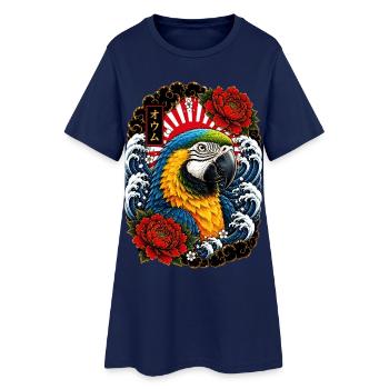 Ara Papagei im japanischen Irezumi Tattoo Stil - Frauen T-Shirt-Kleid - Light Navy - Vorne