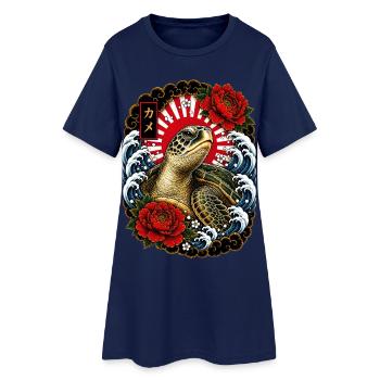 Schildkröte im japanischen Irezumi Stil - Frauen T-Shirt-Kleid - Light Navy - Vorne