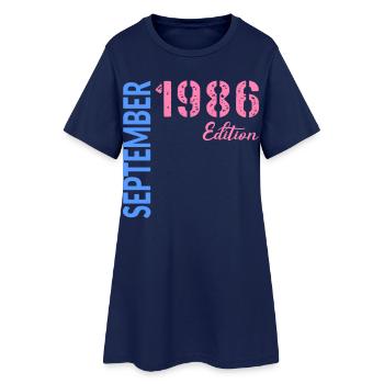 Anniversaire de septembre 1986 - Robe T-shirt Femme - marine clair - Devant