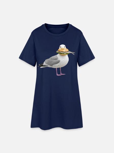 Silbermoewe-mit-Fischbroetchen Möwe - Frauen T-Shirt-Kleid - Light Navy